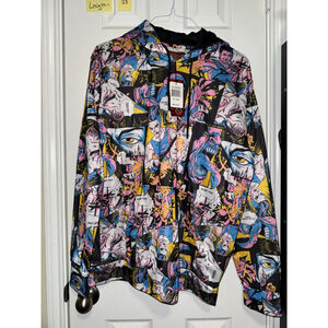 Men's Fresh Prints Manga Comic Print Hoodie L Black Pink